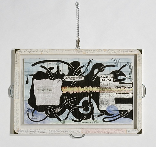 two-sided ink drawings on record forms