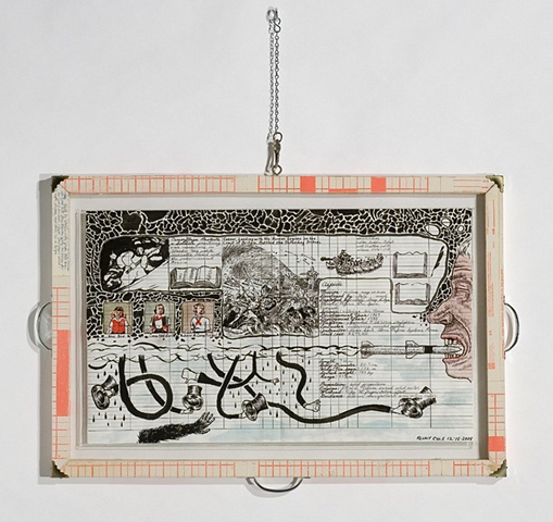 two-sided ink drawings on record forms
