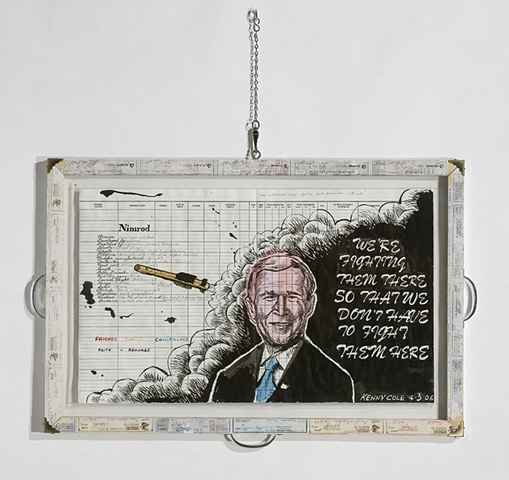 two-sided ink drawings on record forms