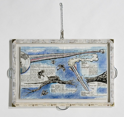 two-sided ink drawings on record forms