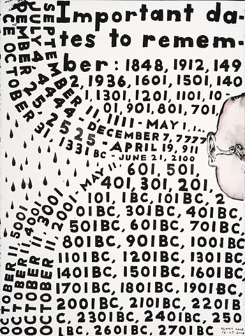 ink drawing by Kenny Cole titled Important Dates #2