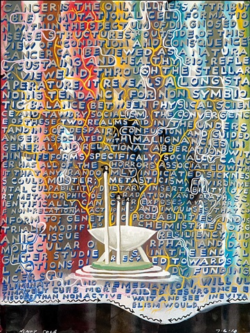 Hand drawn text with white sculpture drawing by Kenny Cole