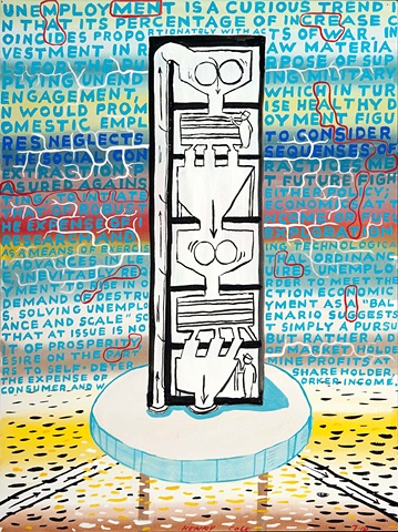 hand drawn red text with schematic image on an ice floe drawing by Kenny Cole