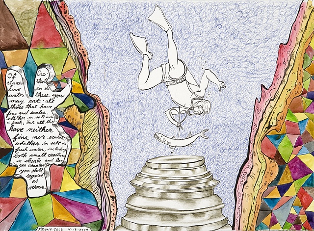 ink drawing by Kenny Cole titled Diver