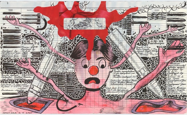 two-sided ink drawings on record forms