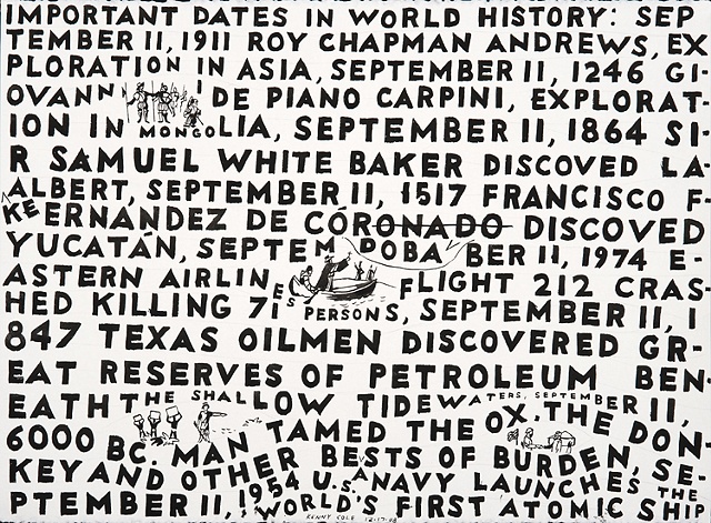 ink drawing by Kenny Cole titled Important Dates
