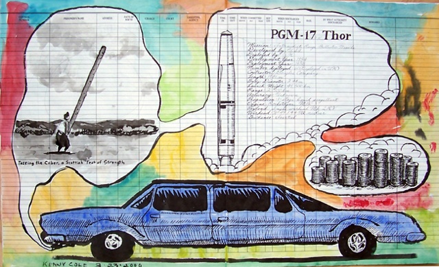 two-sided ink drawings on record forms