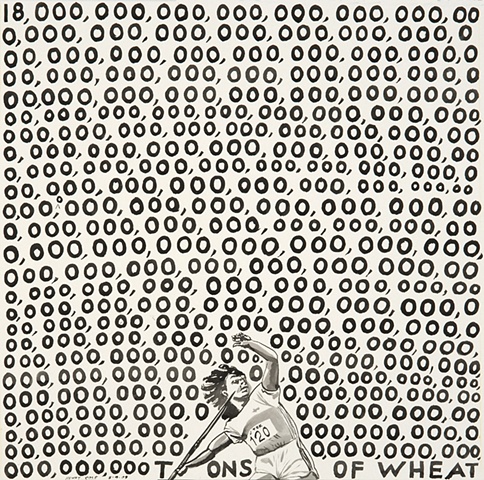 ink drawing by Kenny Cole titled Tons of Wheat