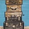 Suitcase Stack on Blue
