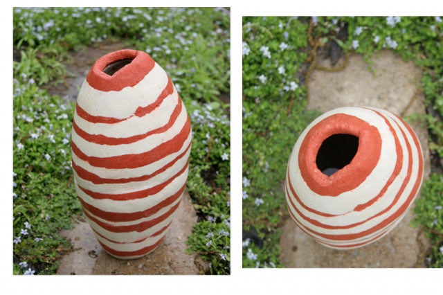 Red & White Stripe Vase