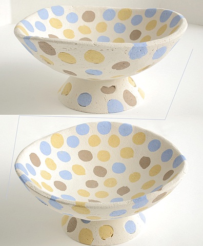 polka dot concrete bowl or bird bath