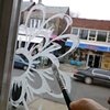 Process shot of Good egg Window painting