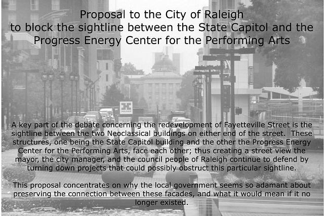 Politics of Architecture, Fayetteville St., Raleigh, NC, State Capitol Sight Line