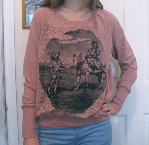 'Cow Girl' on sweatshirt
