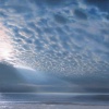 Sea and Sky at Night with Moon