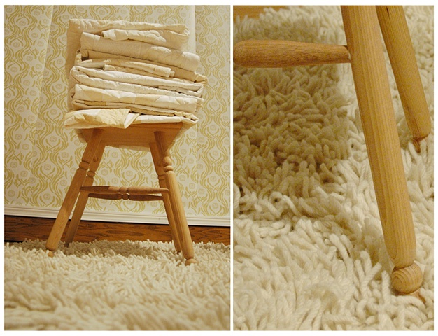 Close up Step stool and wool