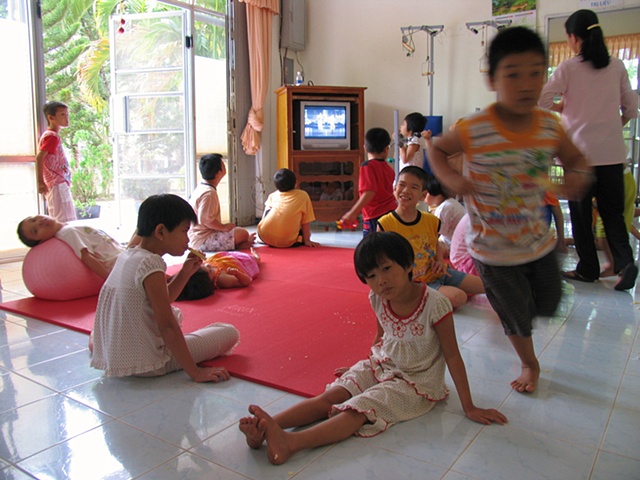 Thien Phuc, an orphanage in Cu Chi, a rural district of Ho Chi Minh City houses 70 children, all of them handicapped.  A few of the children exhibit pathologies associated with Dioxin in the landscape.