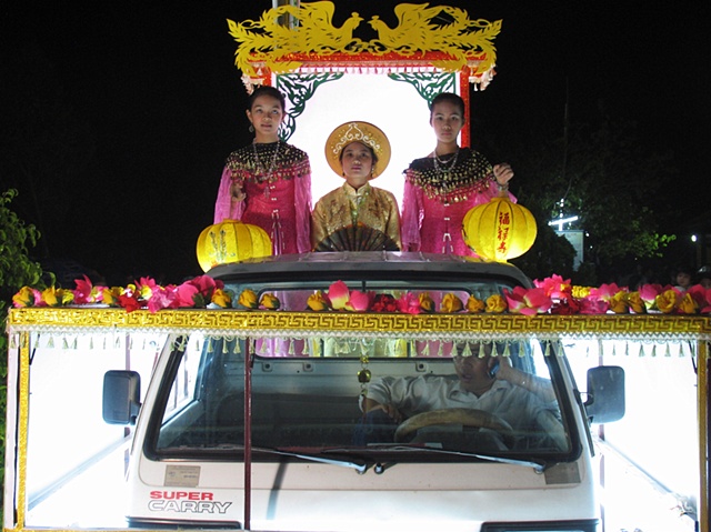 A parade float at a festival to unveil the world's largest Jade Buddha, Danang.