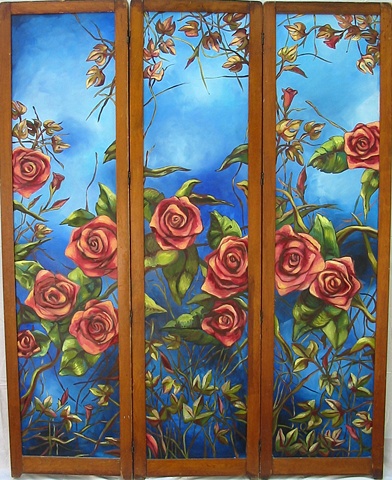 Roses on Blue
