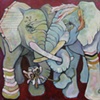 Two Elephants with Witch Hazel