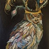 Owl With a Peacock Crown Large