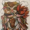 Owl With Orange Lotus