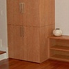 bedroom - cherry closet and bench shelving