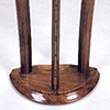 demilune pier table - walnut, elm burl, holly