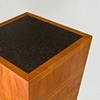 chest on stand - madrone burl, mahogany, ebony, grenadillo
