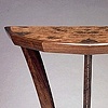 demilune pier table- walnut, elm burl, holly