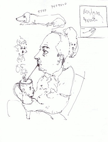 Williams Carmona - Man with Coffe Mug and Williams' Dog Picasso