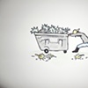 Hombre Empujando Carrito de Jardineria