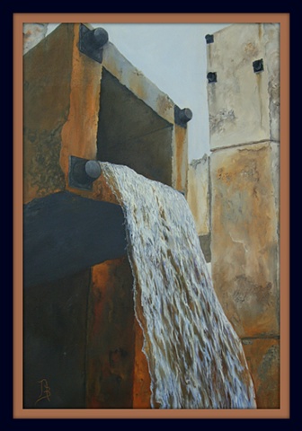 Original Oil, Water, Cement, San Francisco, waterfall,Ferry Building,