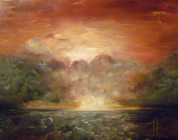 Storm, Sunset, rough waters,red,wild