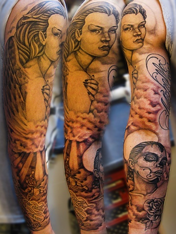 angels, angel tattoo, markus, markus anacki, kaleidoscope tattoo, cambridge, black and gray, boston, tattoo, markus, cambridge tattoo, boston tattoo, tattoo shop, tattoo shop cambridge, boston tattoo convention, 