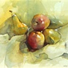Apples and Pears on a Green Cloth