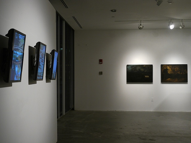 Installation View (Side) of Video Triptych