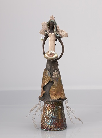 raku ceramic sculpture, whimical women