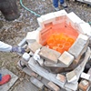 Red-hot ware in Raku kiln