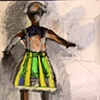 Marionette in striped dress