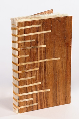 Book Art, Wood Book, Raw hide, Sinew, Hand bound book