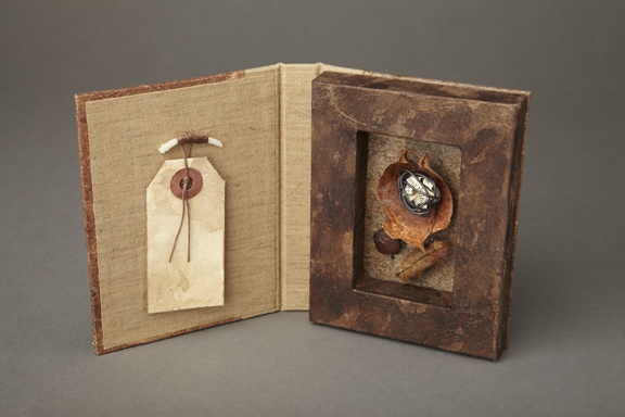 handmade box, wild silkworm cocoon artist book,  miniature book and box