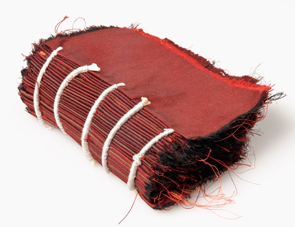silk handmade book with bones