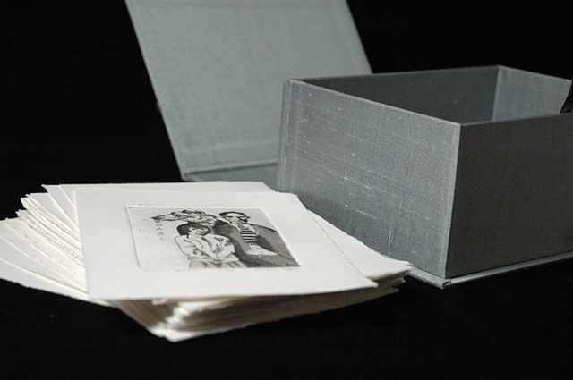 Custom silk bookcloth box for set of etchings