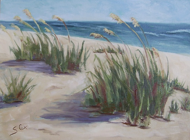 Sandy Cox art, dunes, St. Simons, sea oats