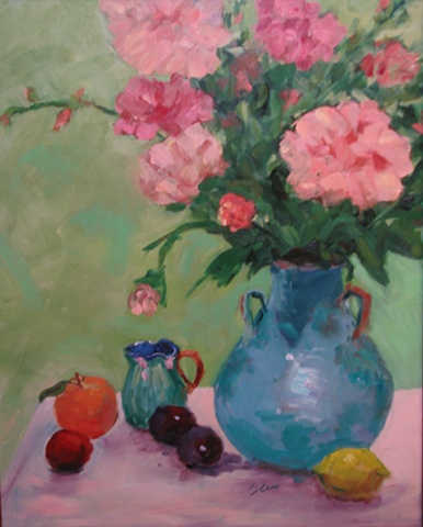 oil, peonies, Sandy Cox