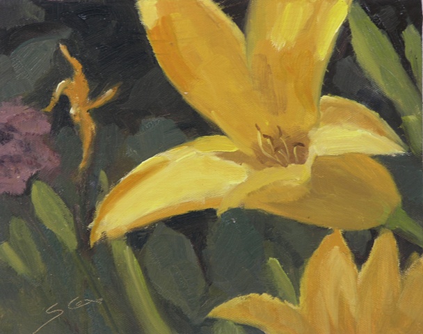 Sandy Cox, oil painting, daylilies