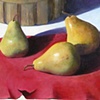 Pears on Red Paper