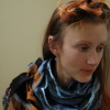 Handmade wool felt and cotton scarf