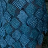 Blue thread painting dress detail